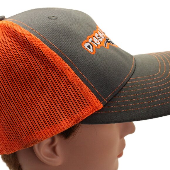 Richardson Style 112- Diesel Life Gray Neon Orange Trucker Snapback Hat - Picture 4 of 10
